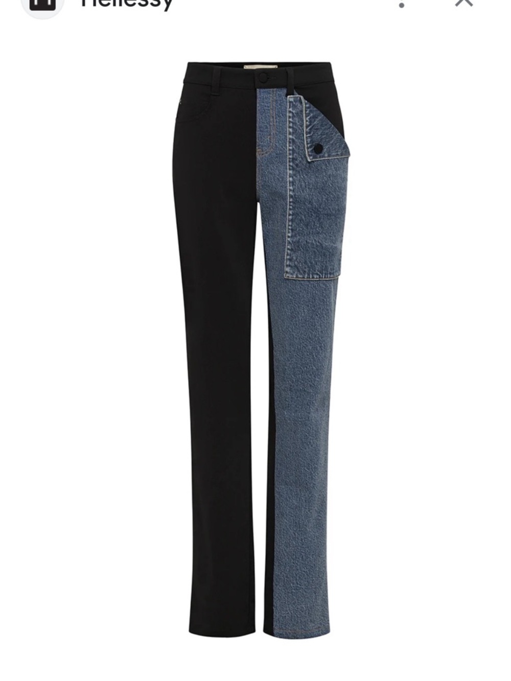 Hellessy Two-Tone Black and Blue Patchwork Jeans